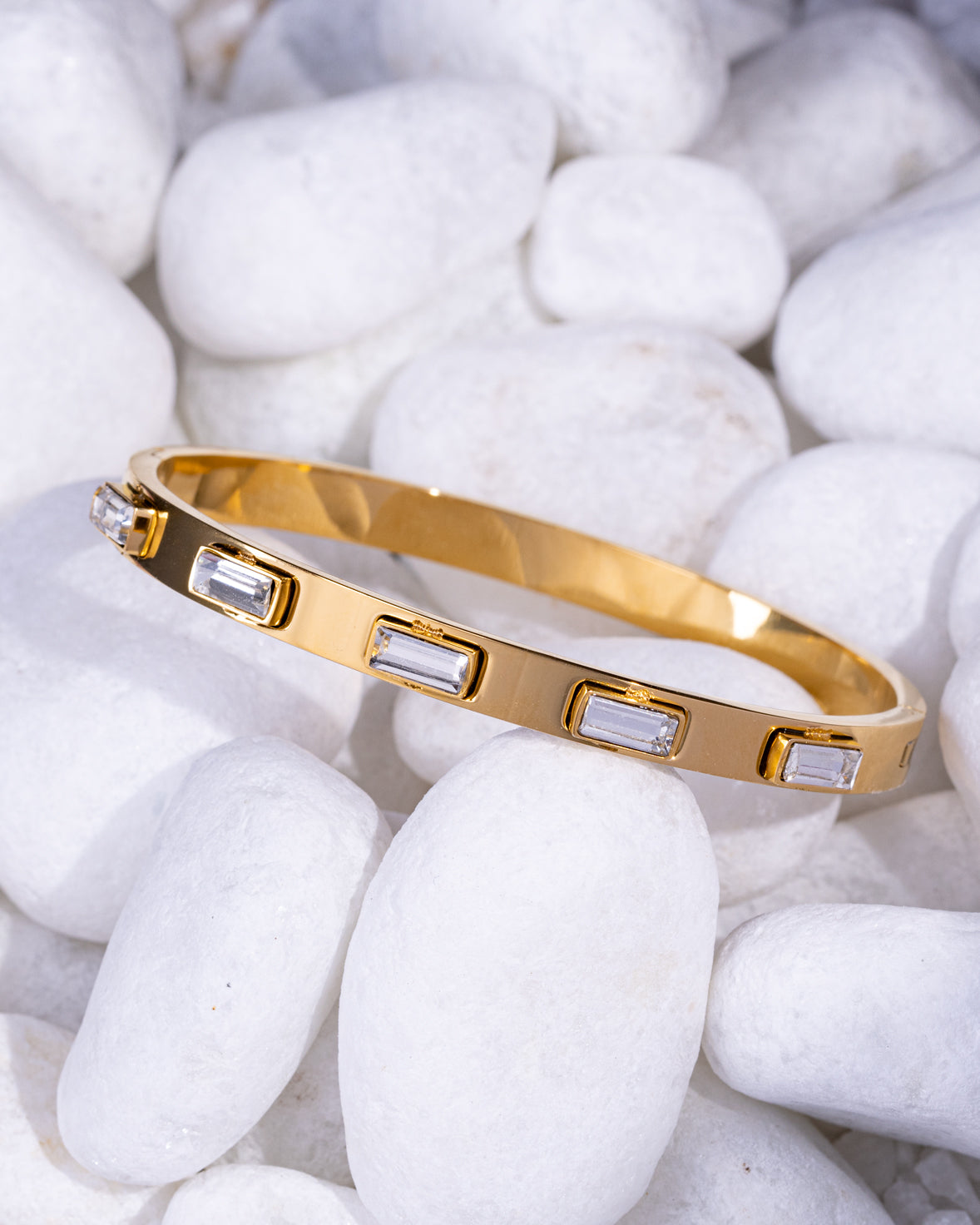 White Cubic Stone Bangle