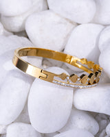 Rhinestone Heart Charm Bangle