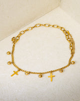 Layered Cross Charm Bracelet