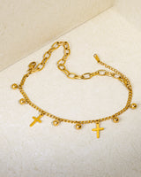 Layered Cross Charm Bracelet