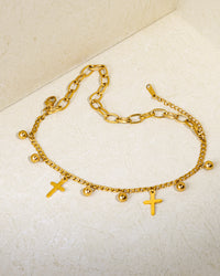 Layered Cross Charm Bracelet
