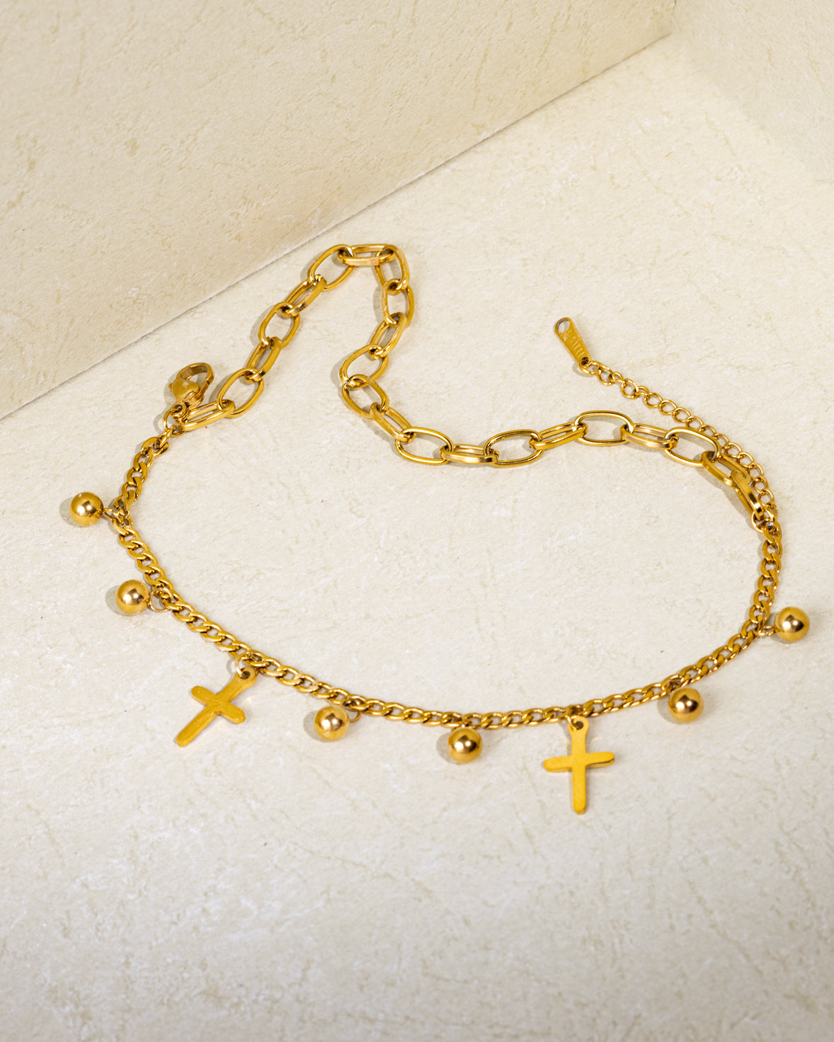 Layered Cross Charm Bracelet