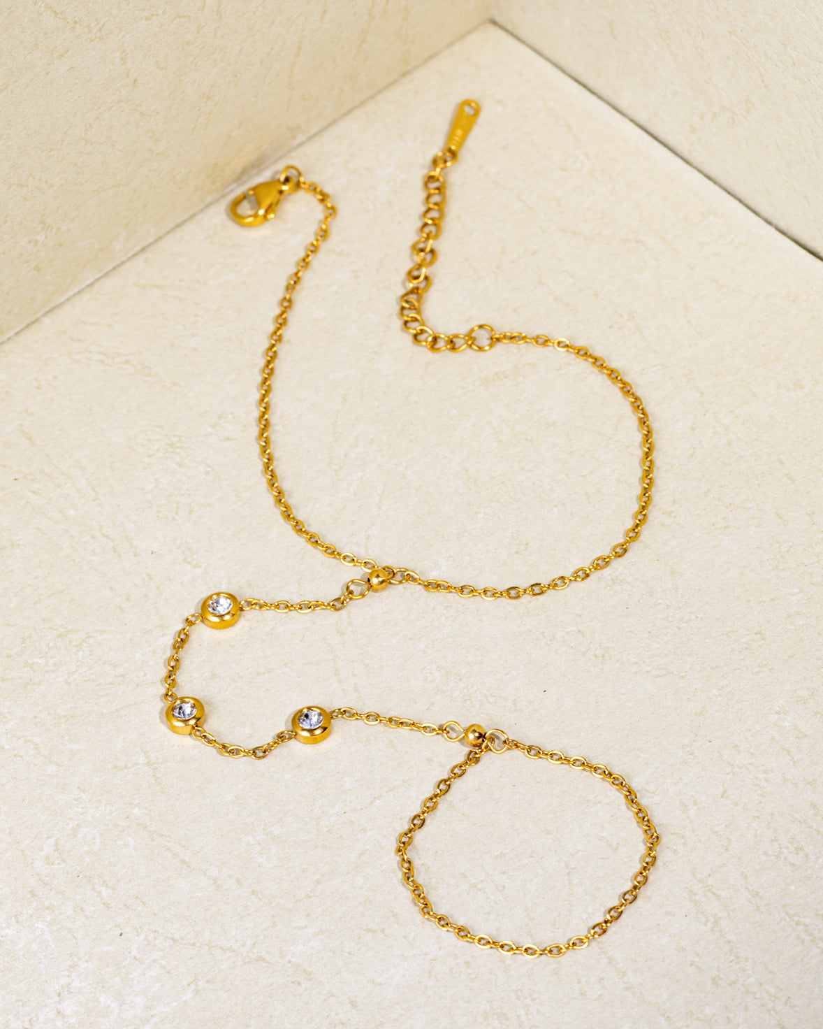 Stoned Hand Chain Bracelet