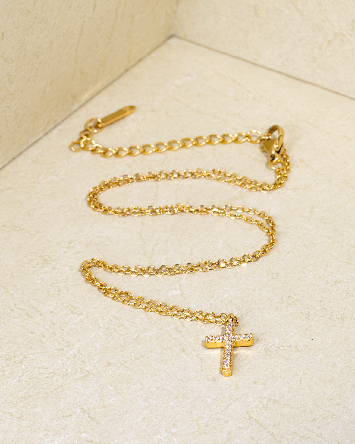 Stoned Cross Pendant Necklace