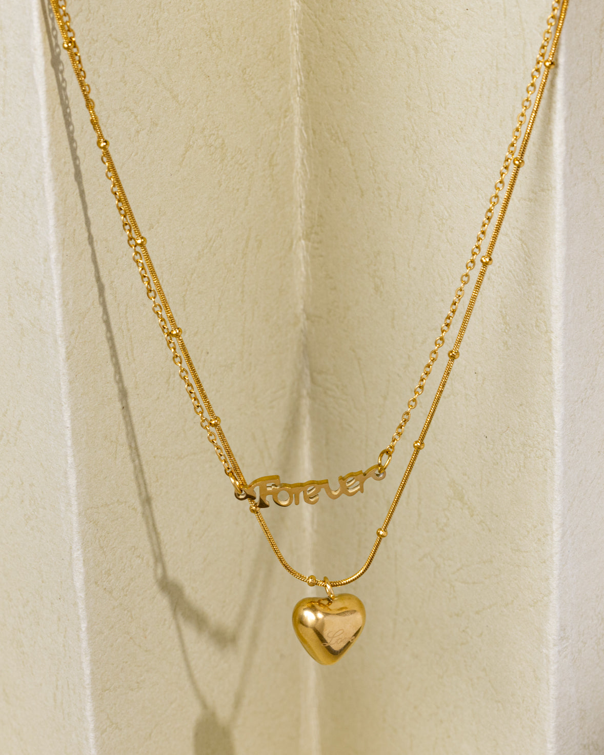 Layered Heart Charm Necklace