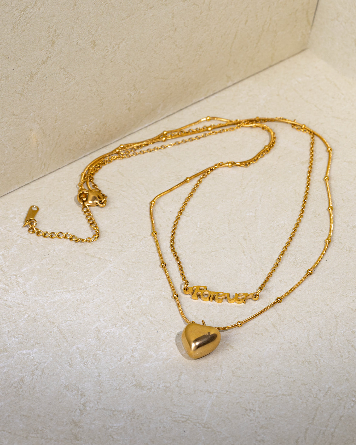 Layered Heart Charm Necklace
