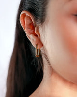 Rectangle Charm Hoop Earrings