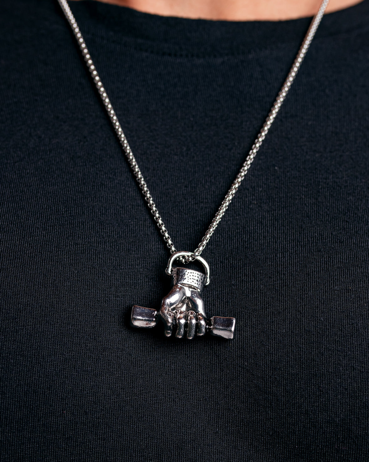 Silver Dumbbell Necklace