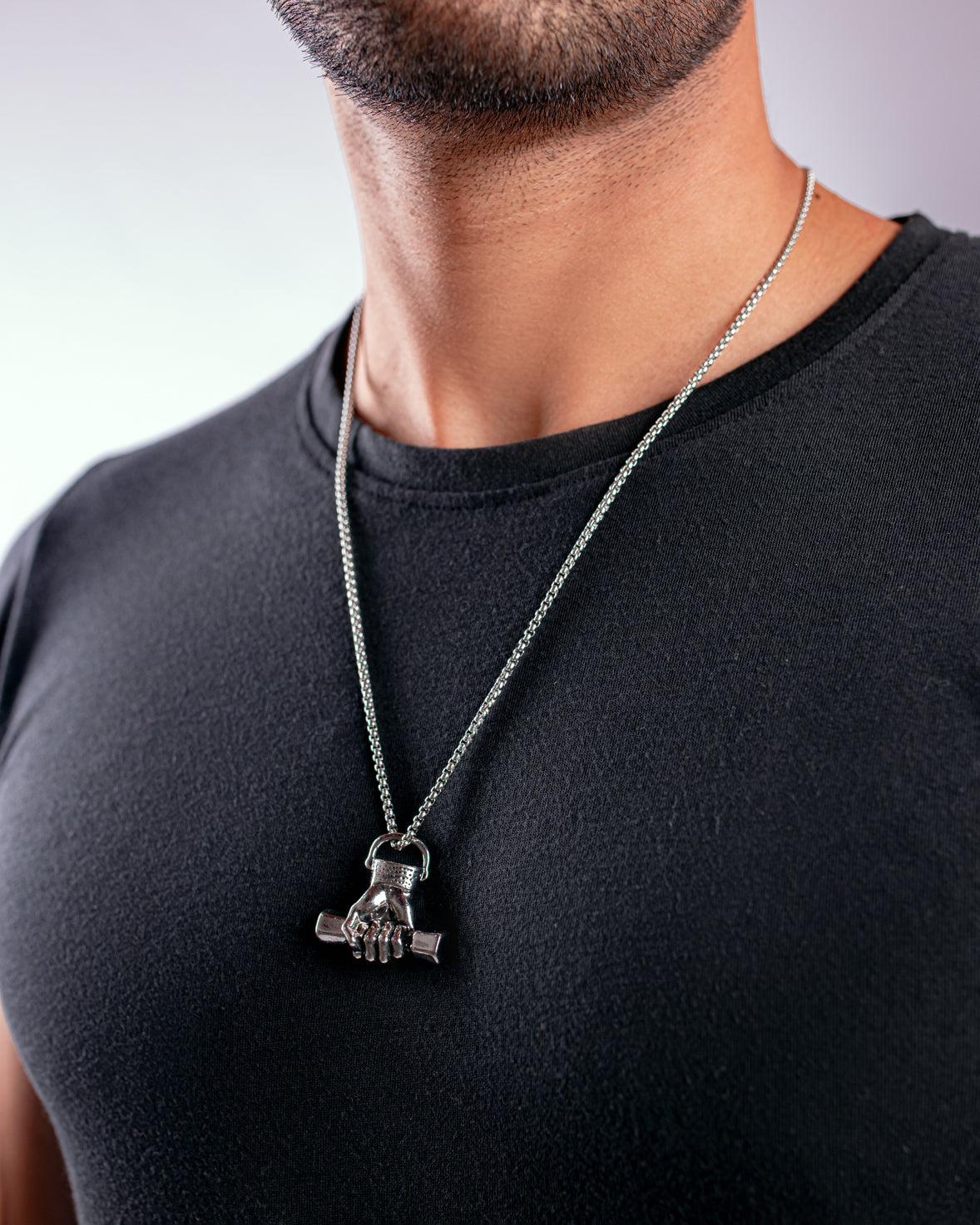 Silver Dumbbell Necklace